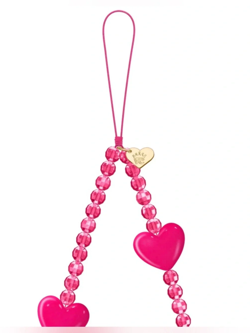 NEW Velvet Caviar bright pink heart phone charm bracelet holder fits ANY phone